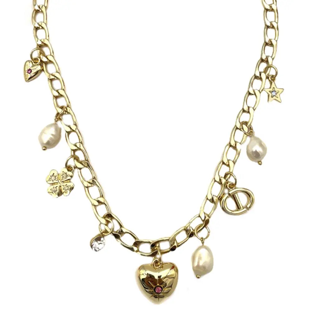 Joia Lucky Love Charm Necklace – Mixed Charms & Chunky Chain Style JOIA TRADING CO.