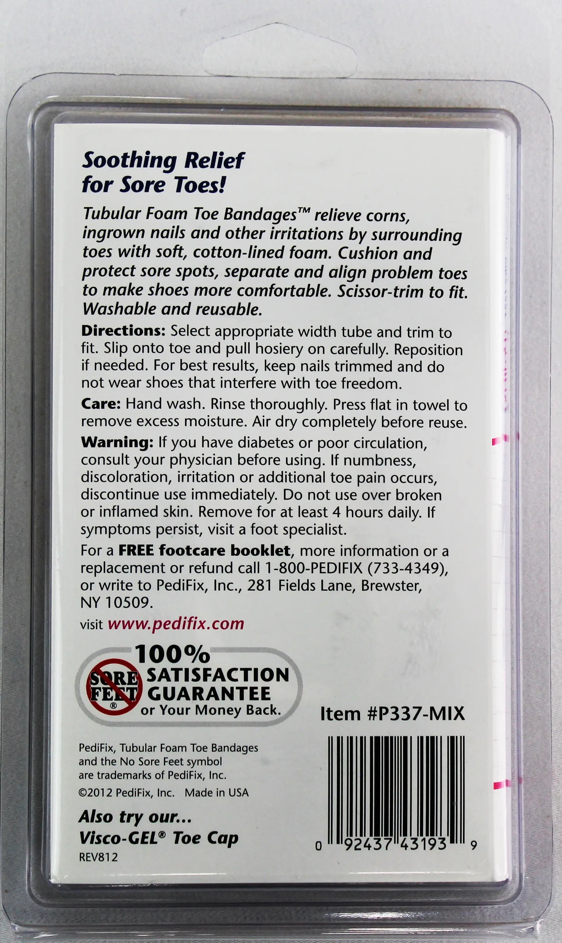 TUBULAR-FOAM TOE BANDAGES PEDIFIX