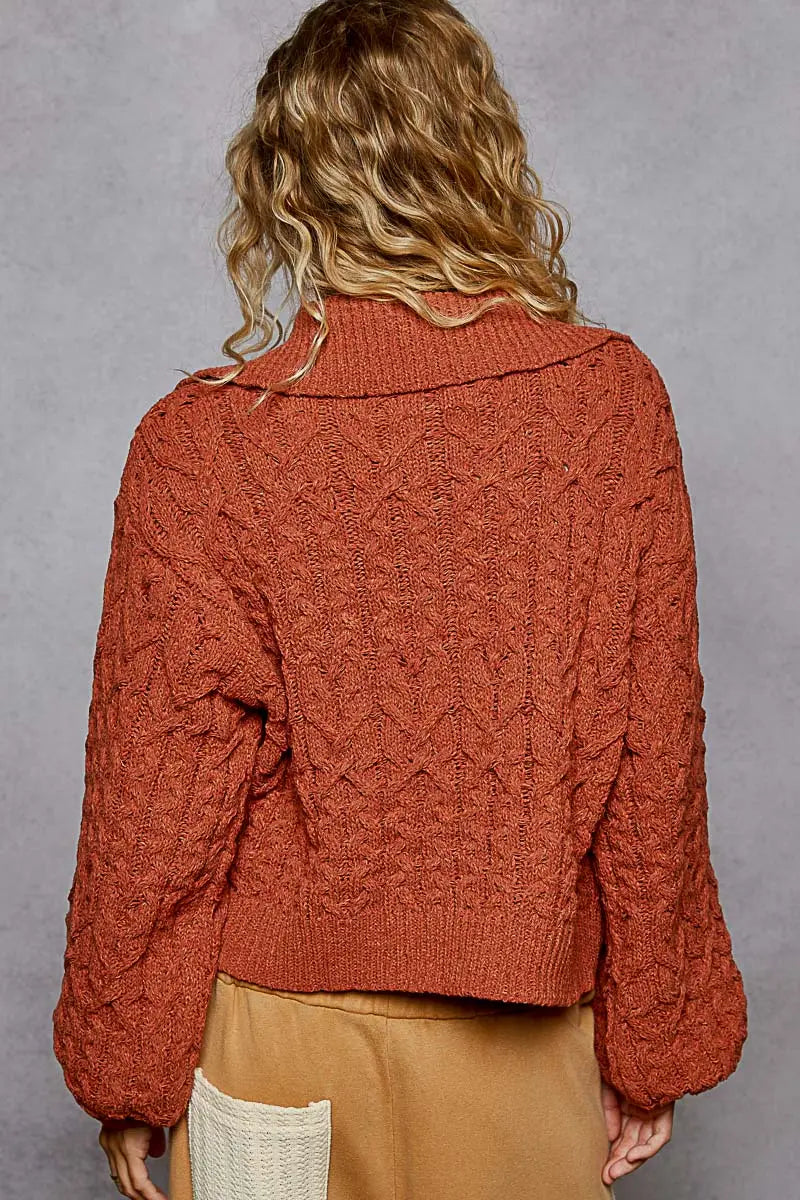 Pol Clothing Pickin’ Pumpkins Cardigan – Chenille Cropped Sweater POL CLOTHING, INC