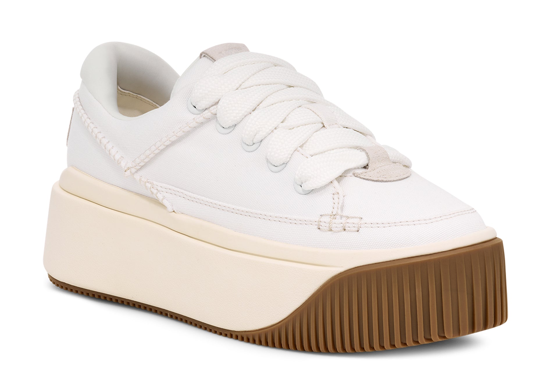 Women’s UGG EZ-Duzzit Essential Lace Up – Sustainable Canvas Platform Sneaker WHITE / 9 UGG