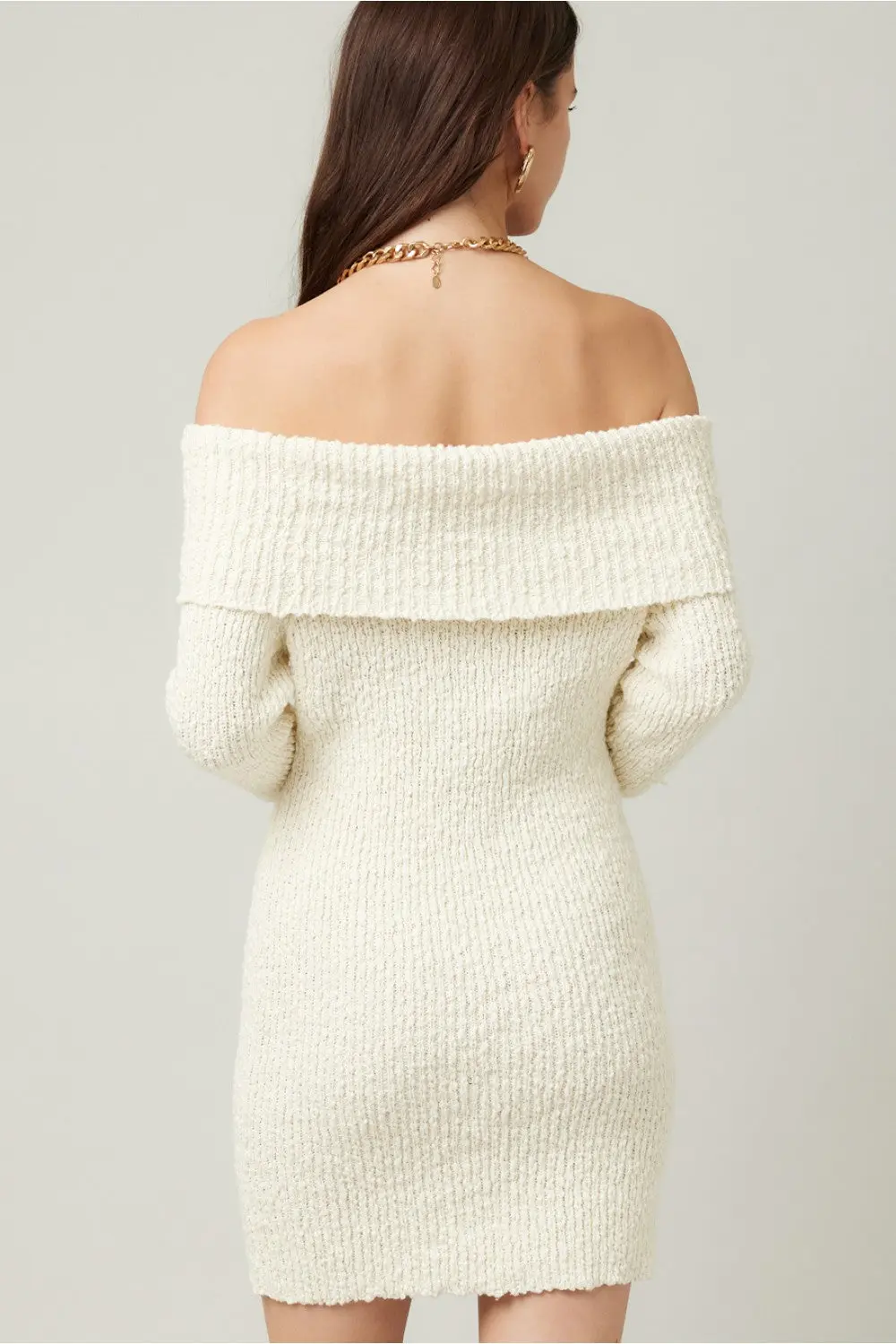 Illa Illa Snowfall Sweater Dress – Chic Off-the-Shoulder Knit    ILLA ILLA