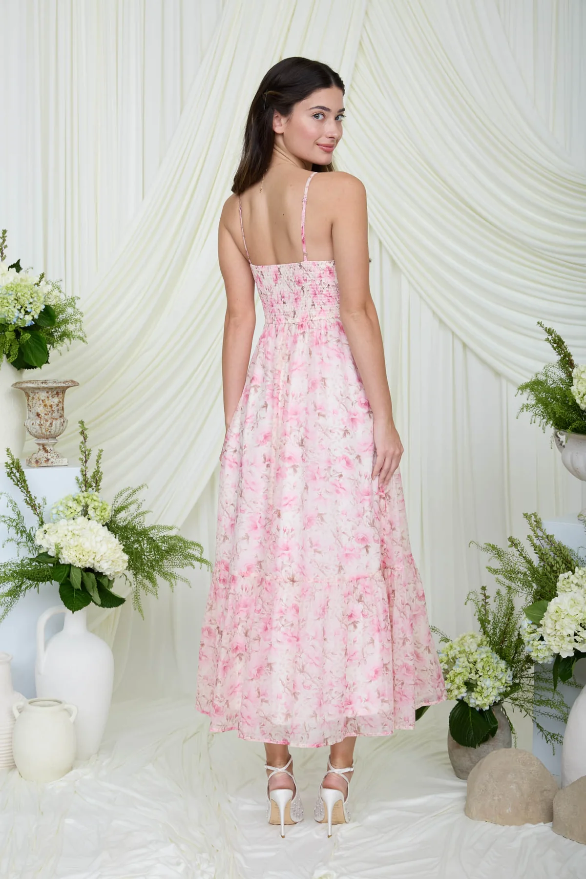 Blu Pepper Sweet Rose Dress – Ruffle Floral Midi Dress BLU PEPPER