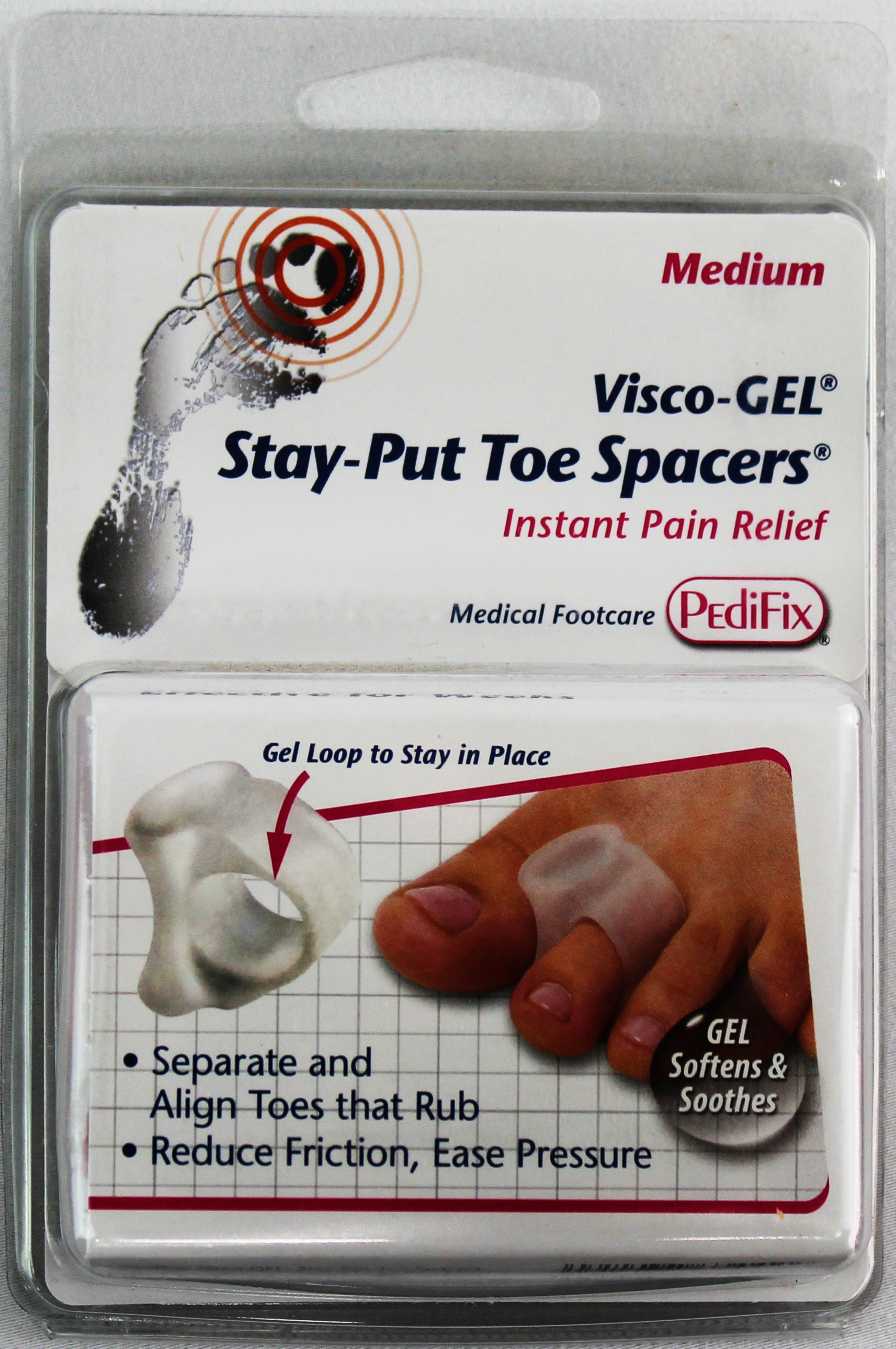 PediFix Visco-GEL Stay-Put Toe Spacers – Secure Relief for Rubbing Toes PEDIFIX