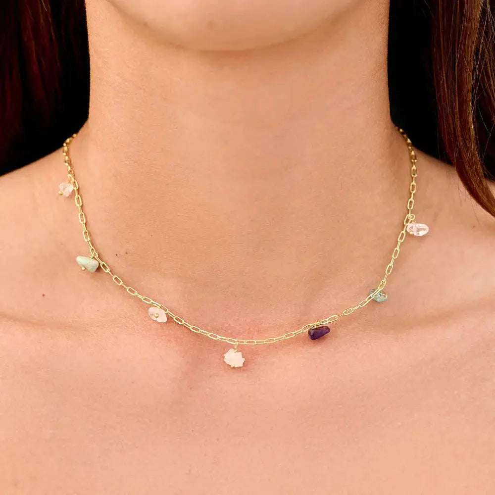 Gemstone Drop Chain Necklace PURA VIDA BRACELETS