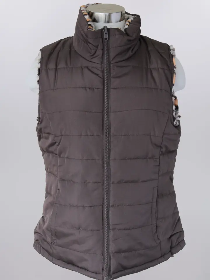 Keren Hart Faye Print Reversible Vest – Cozy & Stylish Layering BROWN / XL KEREN HART