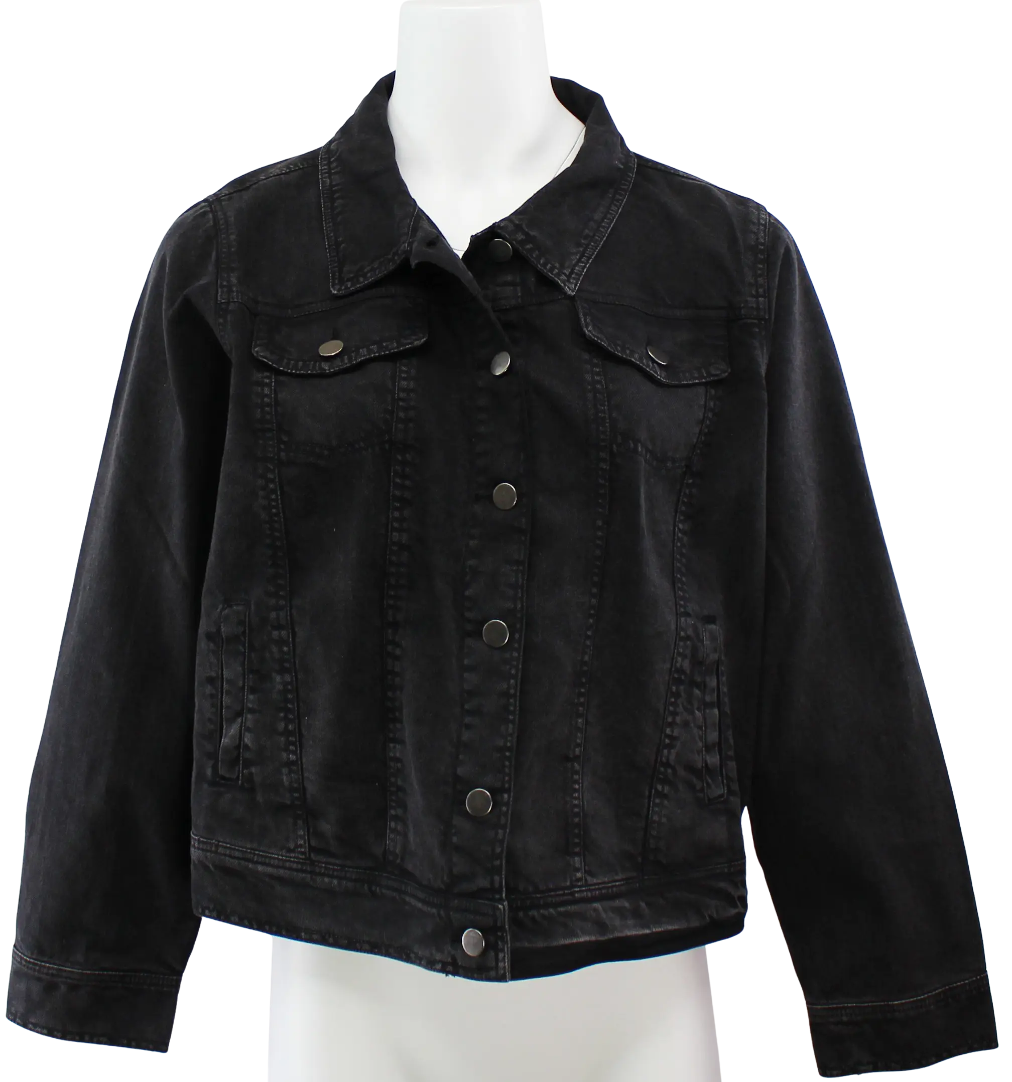 Keren Hart Denim Jacket – Washed Black Stretch Denim for Everyday Style BLACK-XL KEREN HART