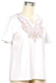 L. Hamrick Wildflower Charm Top – Women’s Embroidered Casual Top L HAMRICK