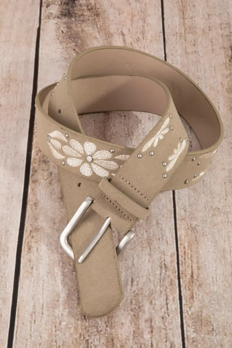 Fame Wildflower Trail Belt – Embroidered Floral Vegan Belt FAME ACCESSORIES