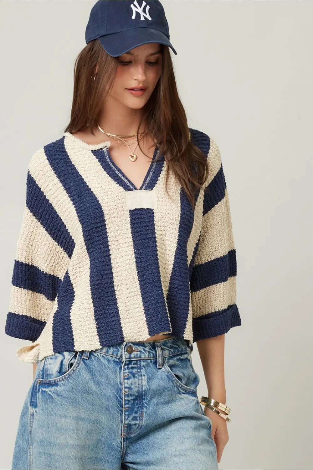 Illa Illa Sailing The Sunset Top – Cropped Striped Knit Sweater ILLA ILLA