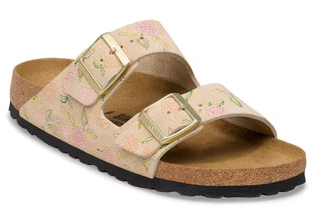 Women's Birkenstock Arizona Leve Sandals – Floral Suede Comfort Slides BIRKENSTOCK