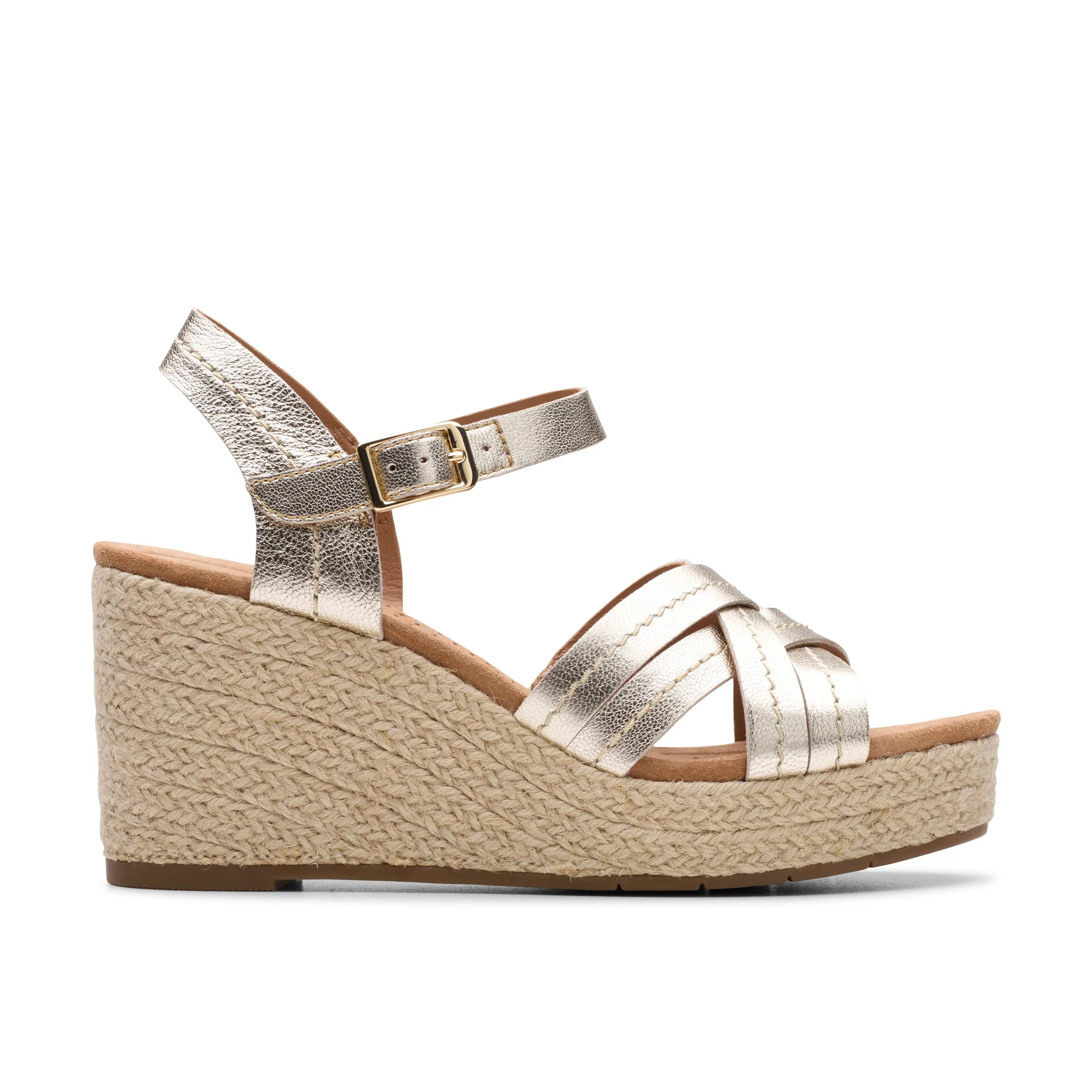 Clarks Sabrina Strap – Leather Wedge Sandal with Contour Cushion Footbed CLARKS