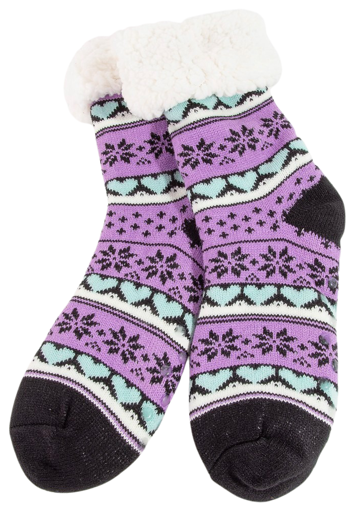 Fame Frosty Love Fuzzy Socks – Cozy Snow-Heart Winter Socks PURPLE FAME ACCESSORIES