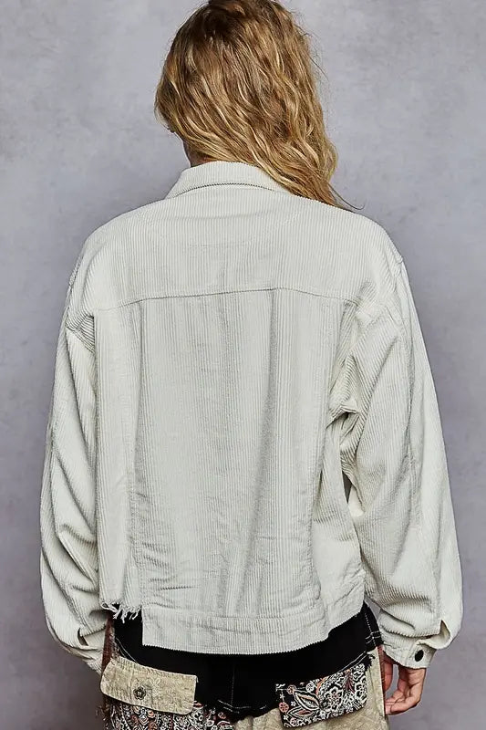 Pol Clothing Inc. Love You A Latte Jacket – Cozy Corduroy Trucker Style