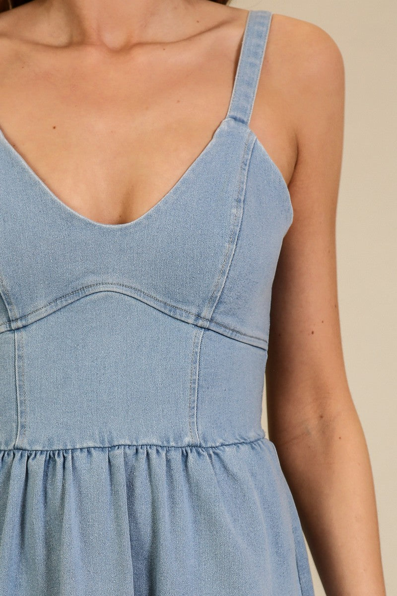 Timing Everleigh Midi Dress – Stretch Denim Fit & Flare Dress TIMING INC