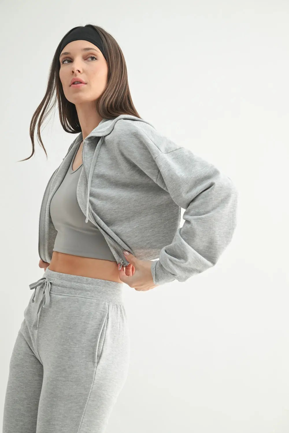 Mono B Crop Hoodie Zip-Up French Terry Jacket – Lightweight Zip-Up Hoodie MONO B