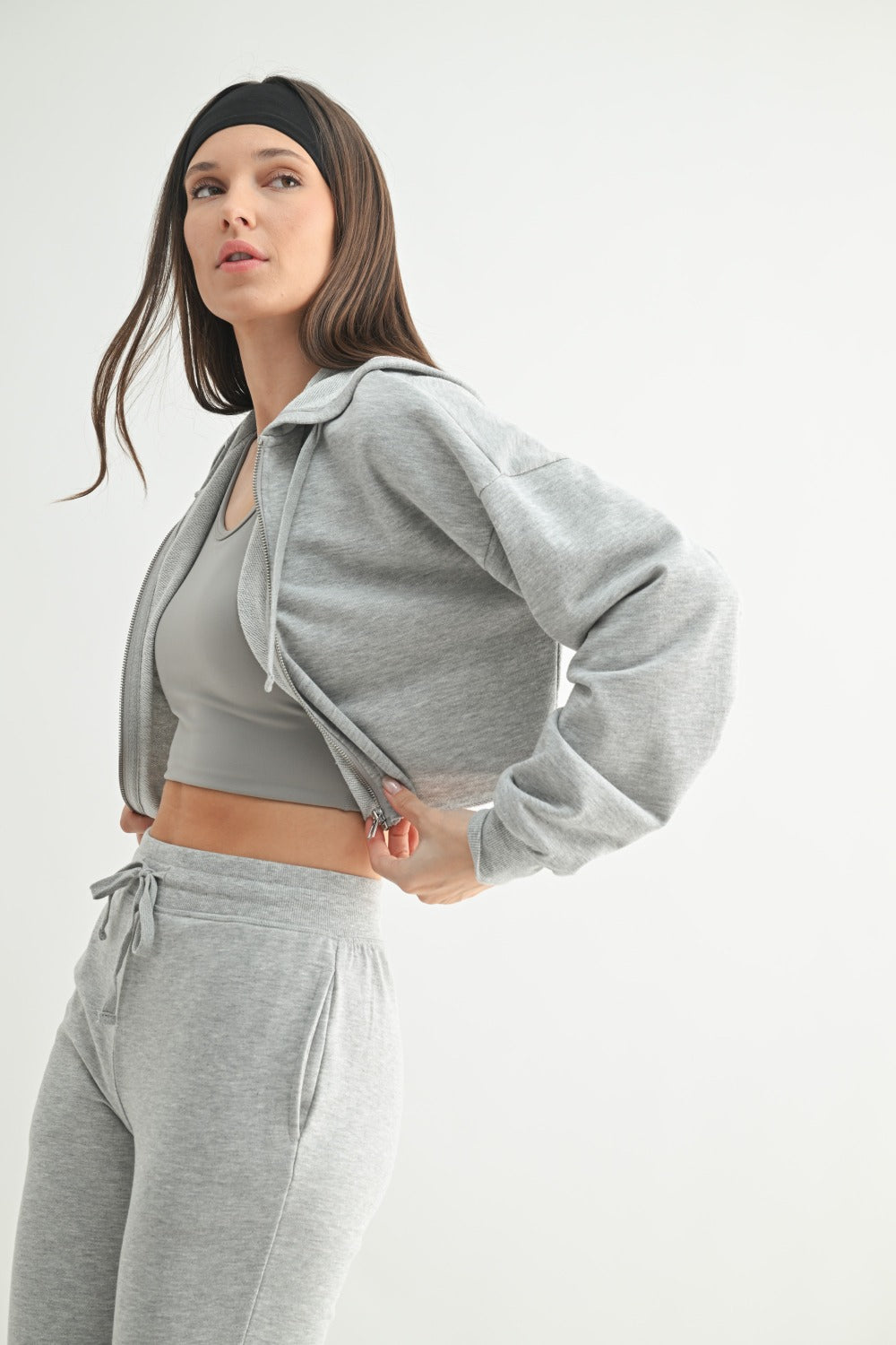 Mono B Crop Hoodie Zip-Up French Terry Jacket – Lightweight Zip-Up Hoodie MONO B