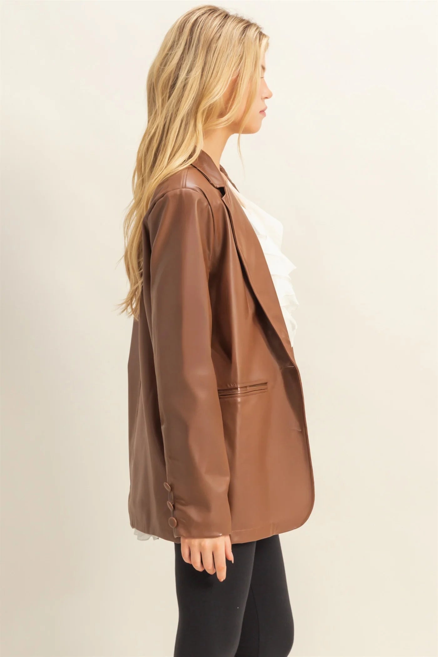 Hyfive Manhattan Nightfall Leather Blazer – Oversized PU Jacket HYFIVE INC