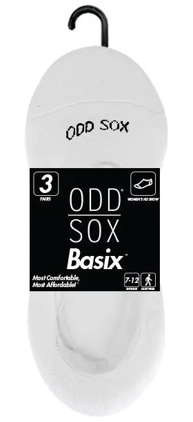 Women’s ODD SOX Basix No Show Socks (3-Pack) – Lightweight Invisible Comfort Socks OS / WHITE ODD SOX