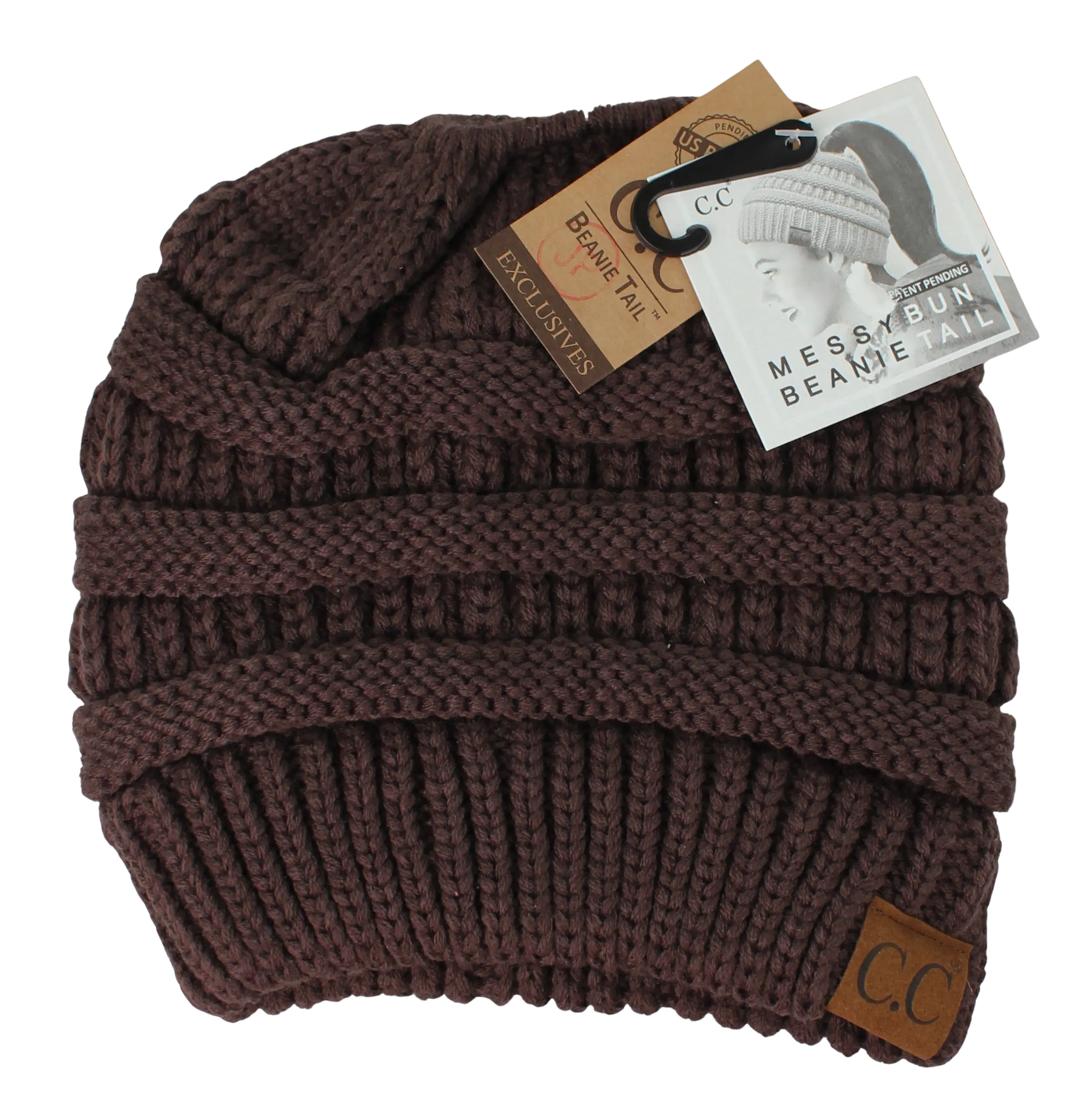 Women’s Beanie Tail CC Beanie – The Original Messy Bun Beanie    CHEVEUX CORP.