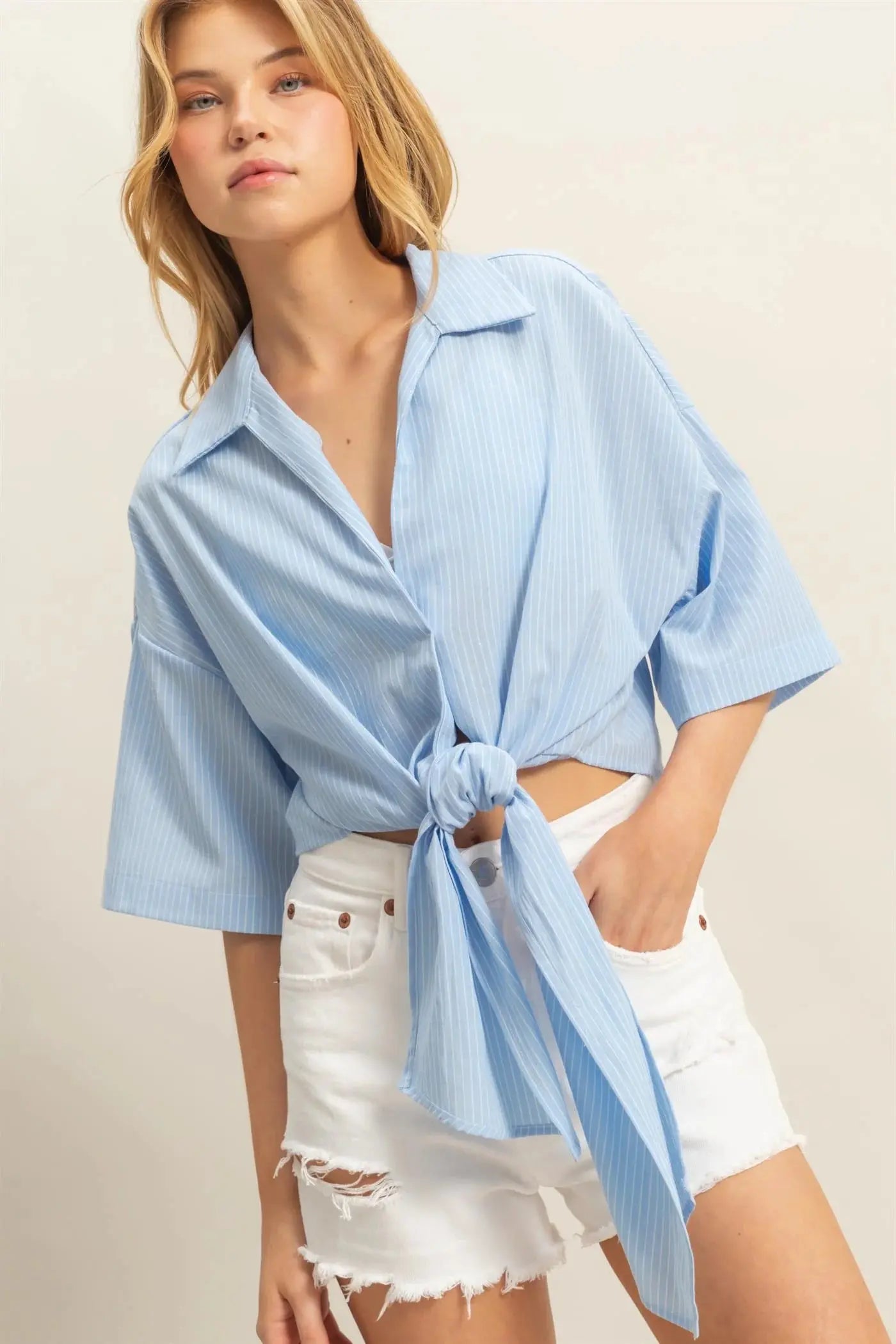 Beach Day Top  LIGHT-BLUE-L  HYFIVE INC