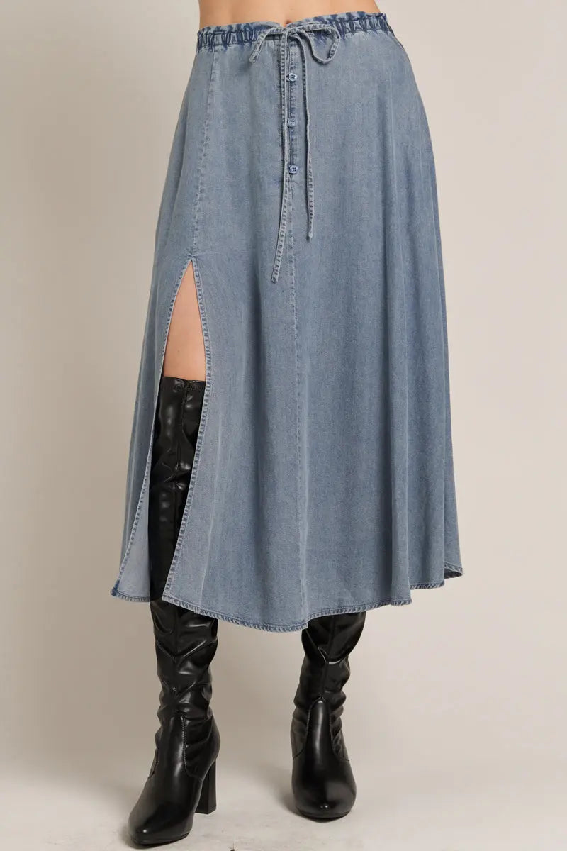 Howdy Denim Skirt – Effortless Comfort with a Chic Edge