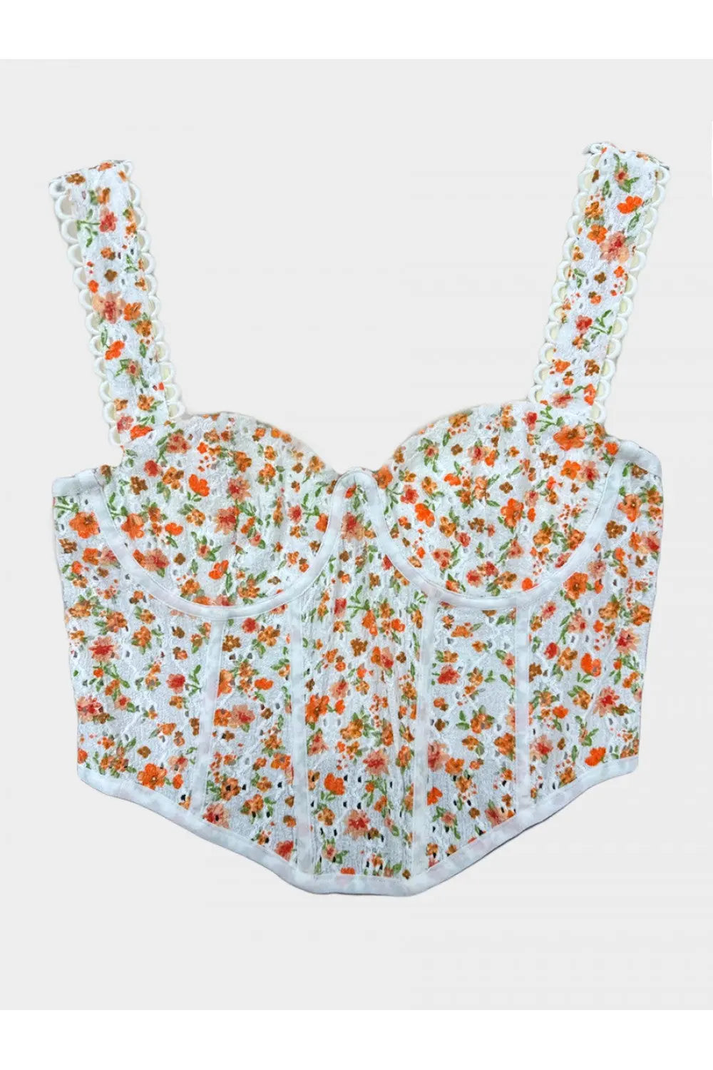 Illa Illa Poppy Princess Corset – Floral Print Top with Underwire and Loop Trim