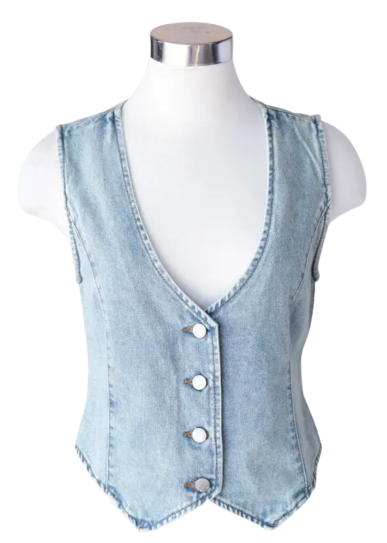 Keren Hart Bluebell Denim Vest – Lightweight Button Front Vest KEREN HART