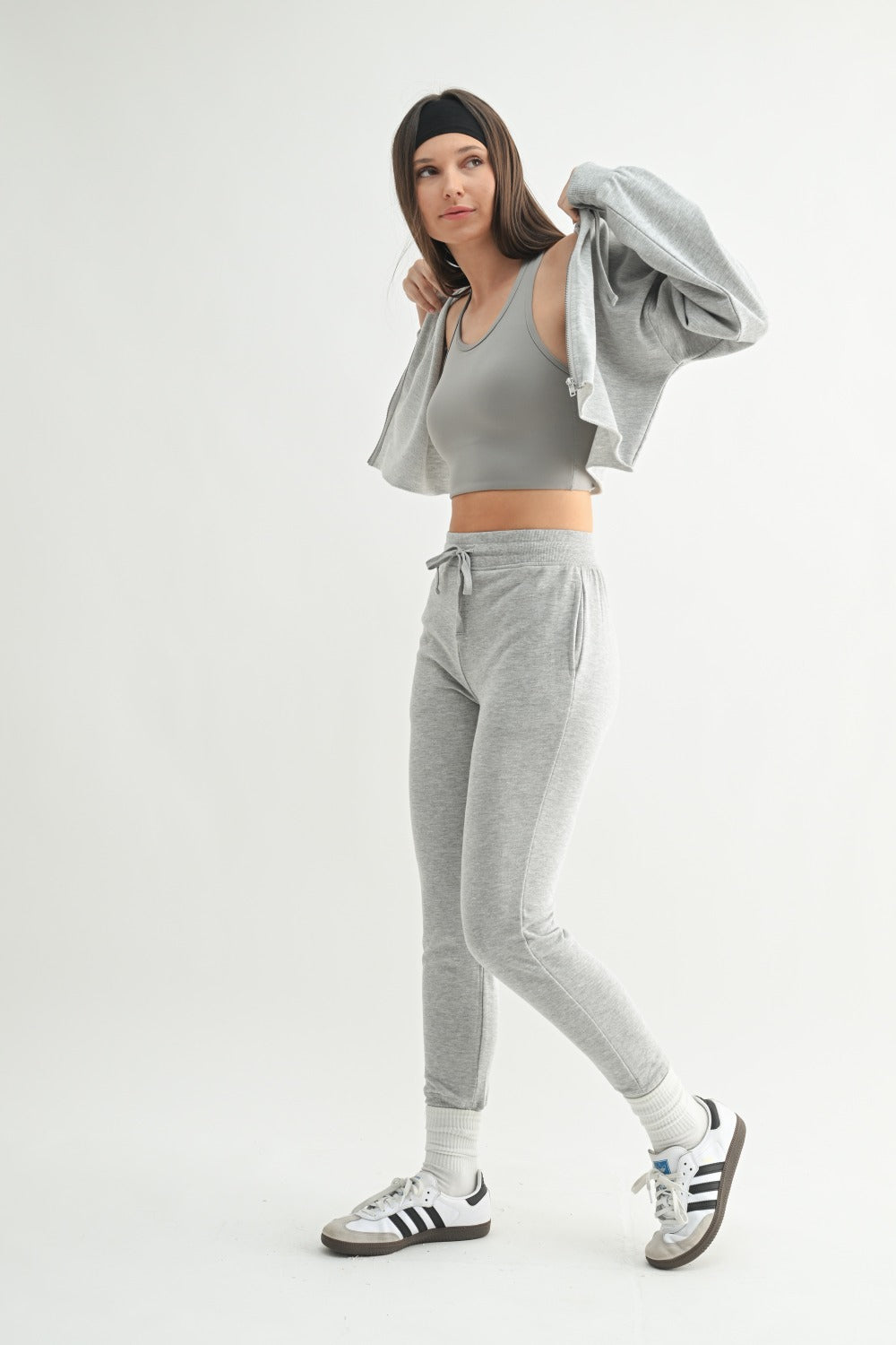 Mono B Crop Hoodie Zip-Up French Terry Jacket – Lightweight Zip-Up Hoodie MONO B