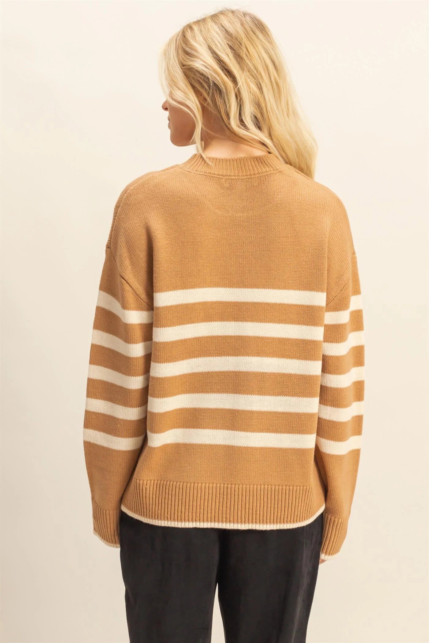 Hyfive Coastal Stripe Knit Sweater – Classic Crew Neck Style HYFIVE INC
