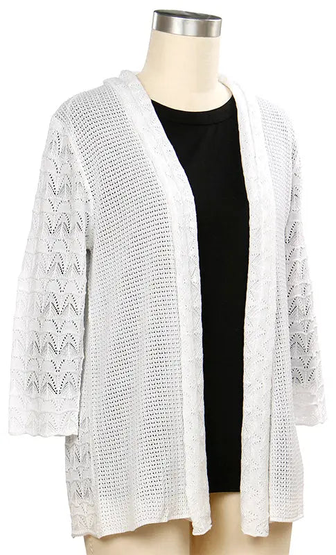 L. Hamrick Morning Mist Cardigan – Lightweight Open Knit Layer L HAMRICK