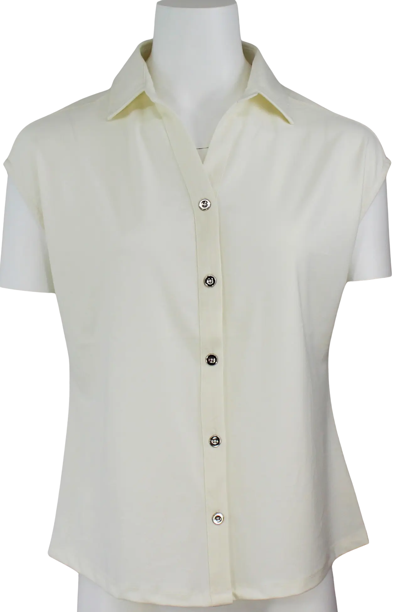 Keren Hart Martha Knit Top – Sleek Button-Down Style with Stretch Comfort IVORY-XL KEREN HART