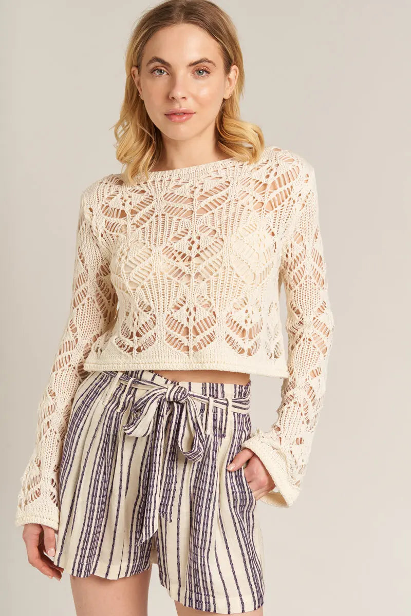 En Creme Soft Girl Crochet Sweater – Vintage Charm Meets Modern Style