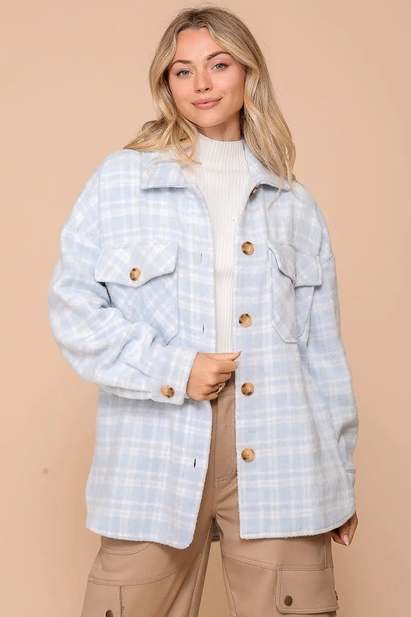 Timing Inc. Chill Out Jacket – Oversized Plaid Shacket for Cozy Style TIMING INC