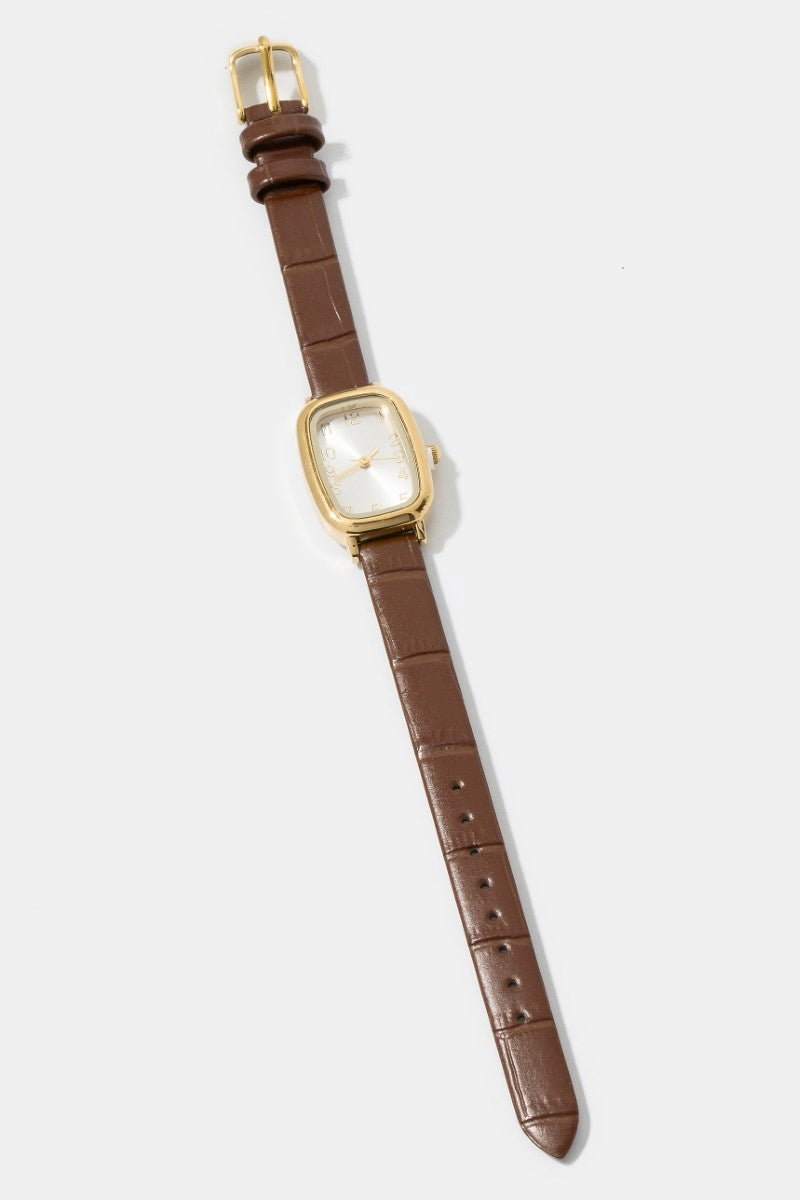 Fame Windsor Classic Watch – Vintage Square Leather Strap Watch FAME ACCESSORIES