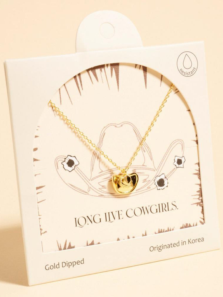 Joia Long Live Cowgirls Hat Necklace – Delicate Western Pendant JOIA TRADING CO.