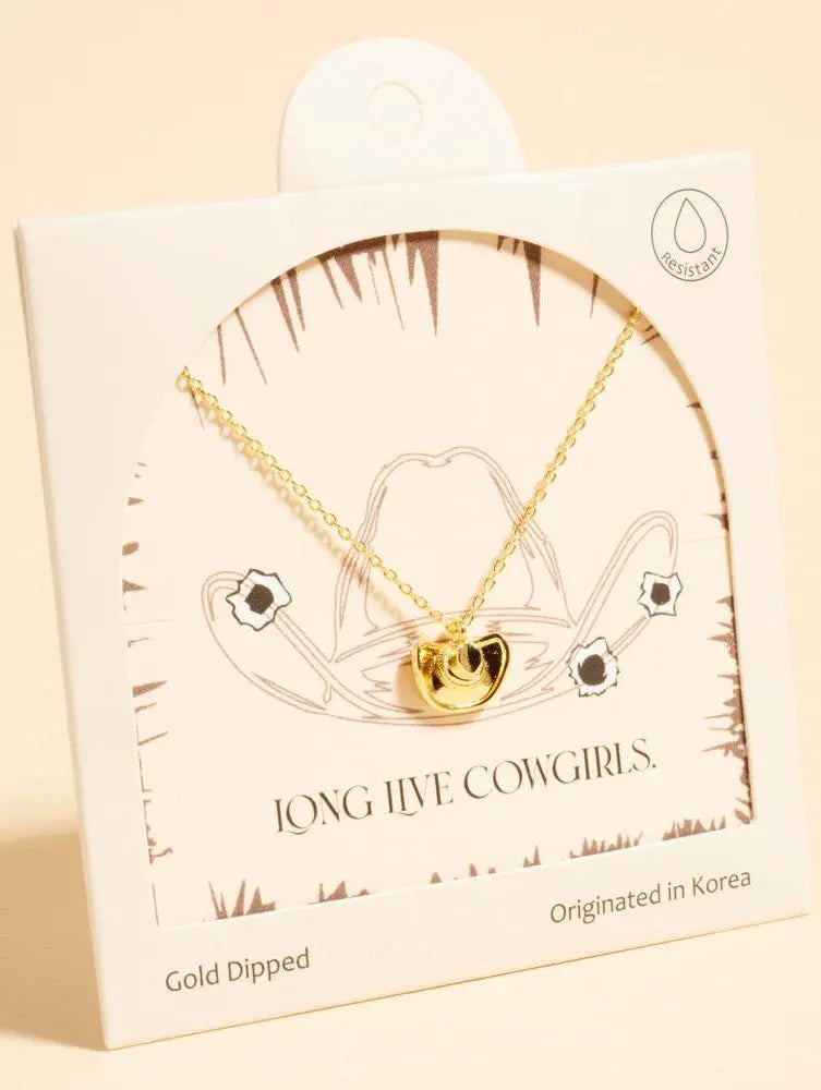 Joia Long Live Cowgirls Hat Necklace – Delicate Western Pendant JOIA TRADING CO.