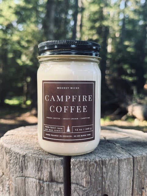 Campfire Coffee Candle - 100% Soy Wax - Nontoxic Woodsy Wicks