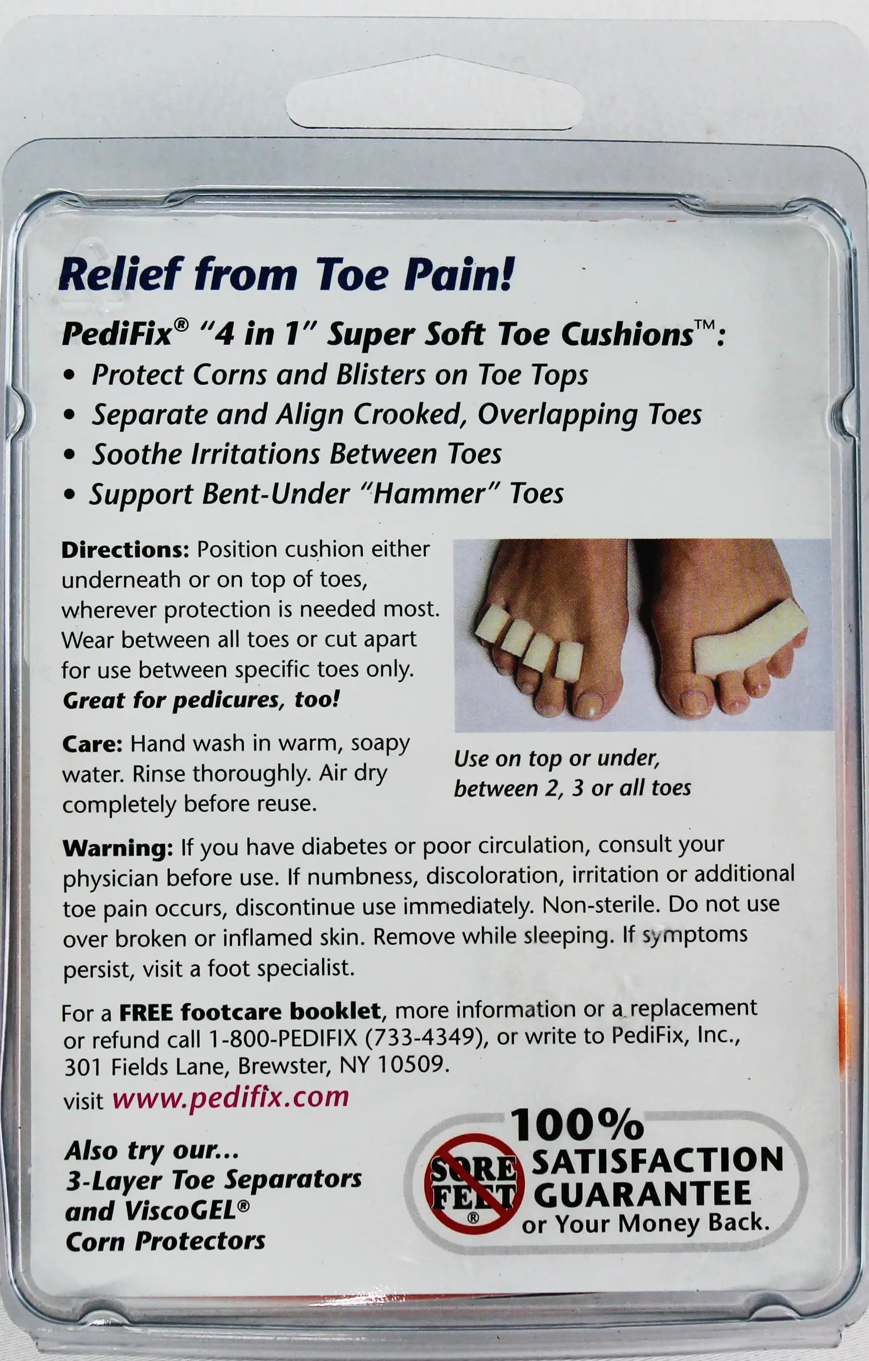 PediFix 4-in-1 Toe Cushions – Soft Support for Corns, Toes & Pedicures PEDIFIX