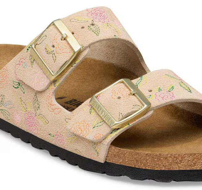 Women's Birkenstock Arizona Leve Sandals – Floral Suede Comfort Slides BIRKENSTOCK