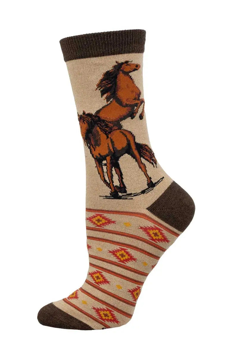 Socksmith Wild, Wild, Wild Horses Socks – Women’s Western-Inspired Style Socks SOCK SMITH