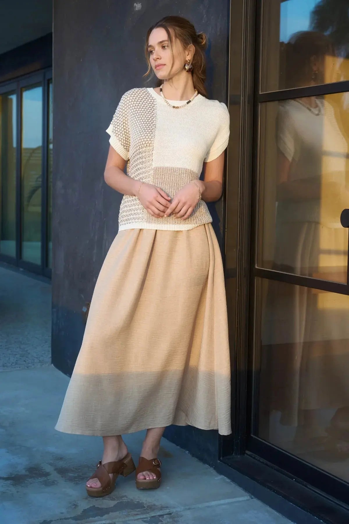 Summer Vibes Maxi Skirt KHAKI-L BLU PEPPER