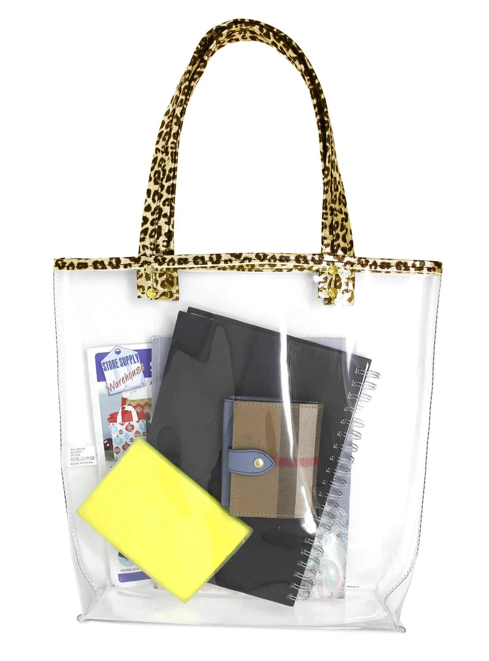 Joia Accessories Edgy Leopard Clear Tote – Stylish Transparent Bag JOIA TRADING CO.