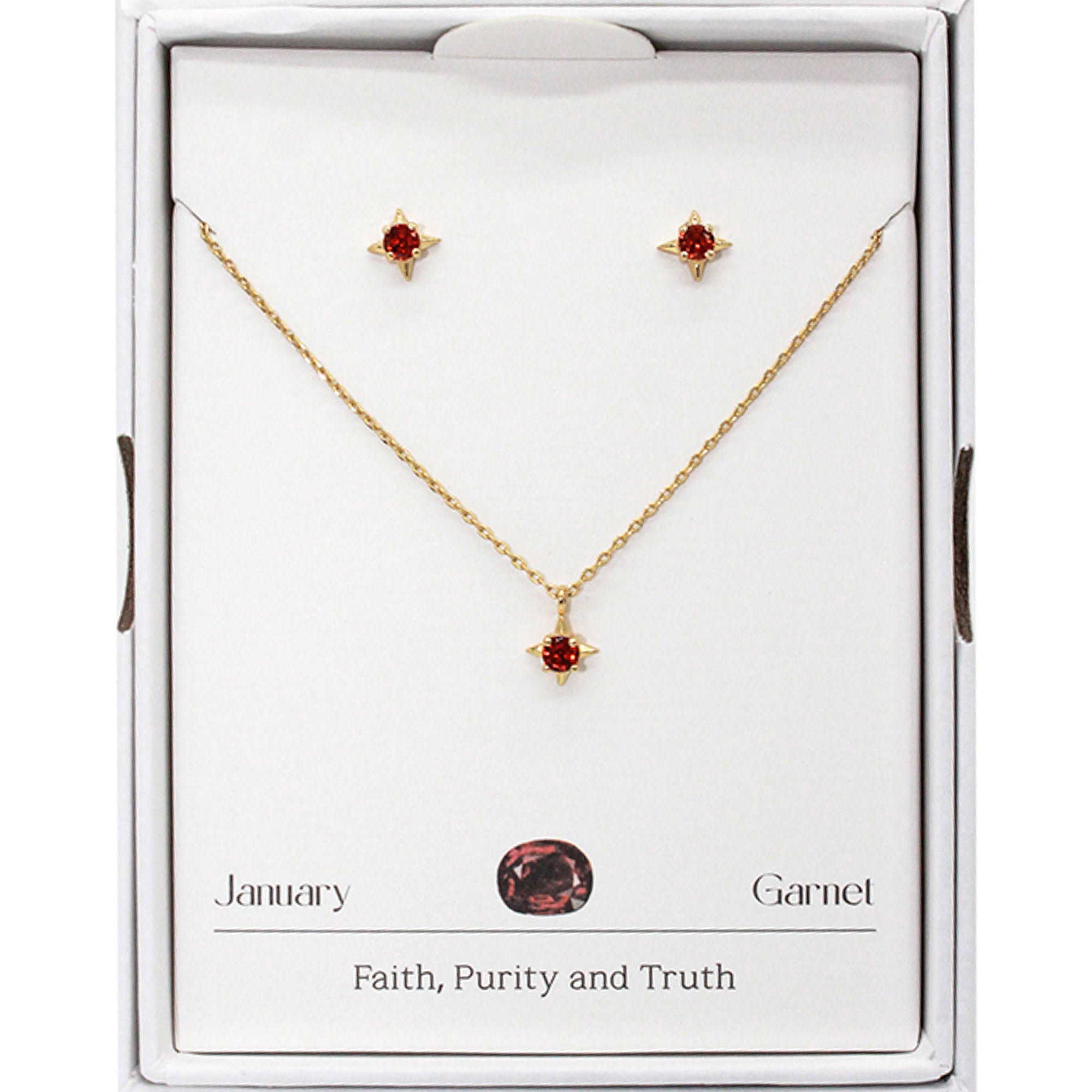 Joia Birthstone Star Necklace w/Earrings – Elegant 16” Jewelry Duo JOIA TRADING CO.