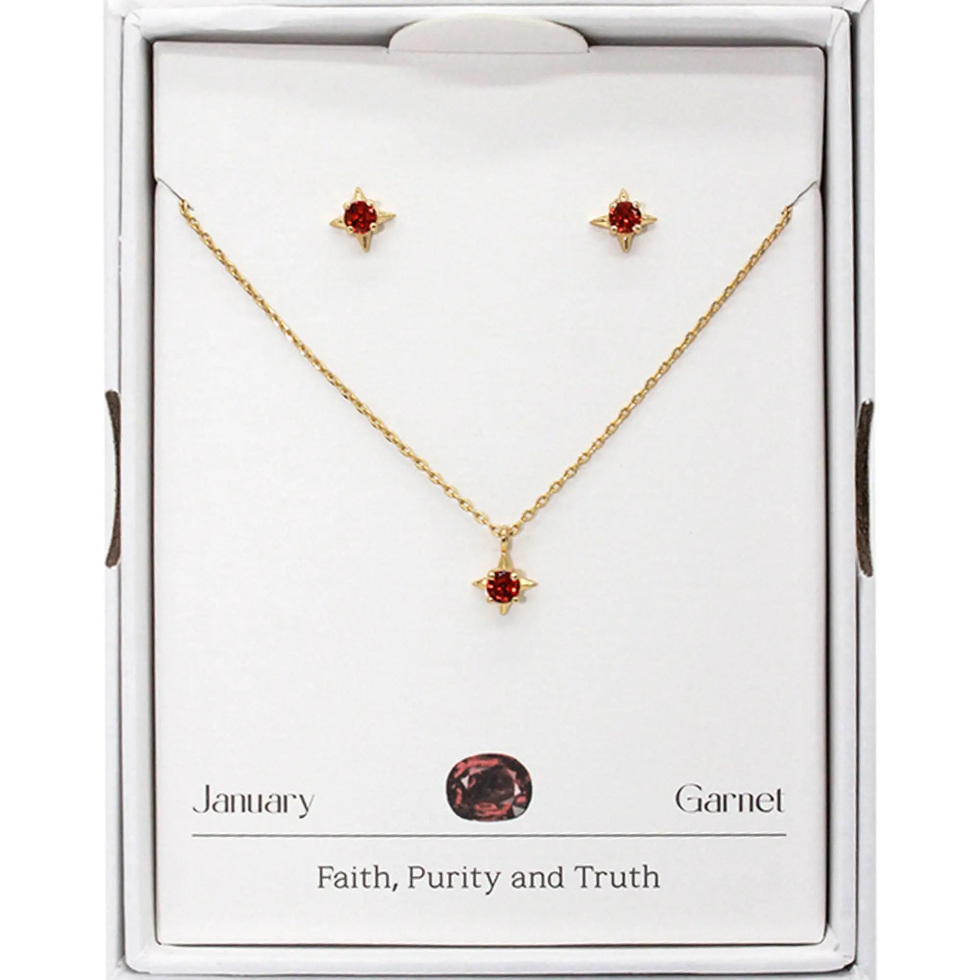 Joia Birthstone Star Necklace w/Earrings – Elegant 16” Jewelry Duo JOIA TRADING CO.