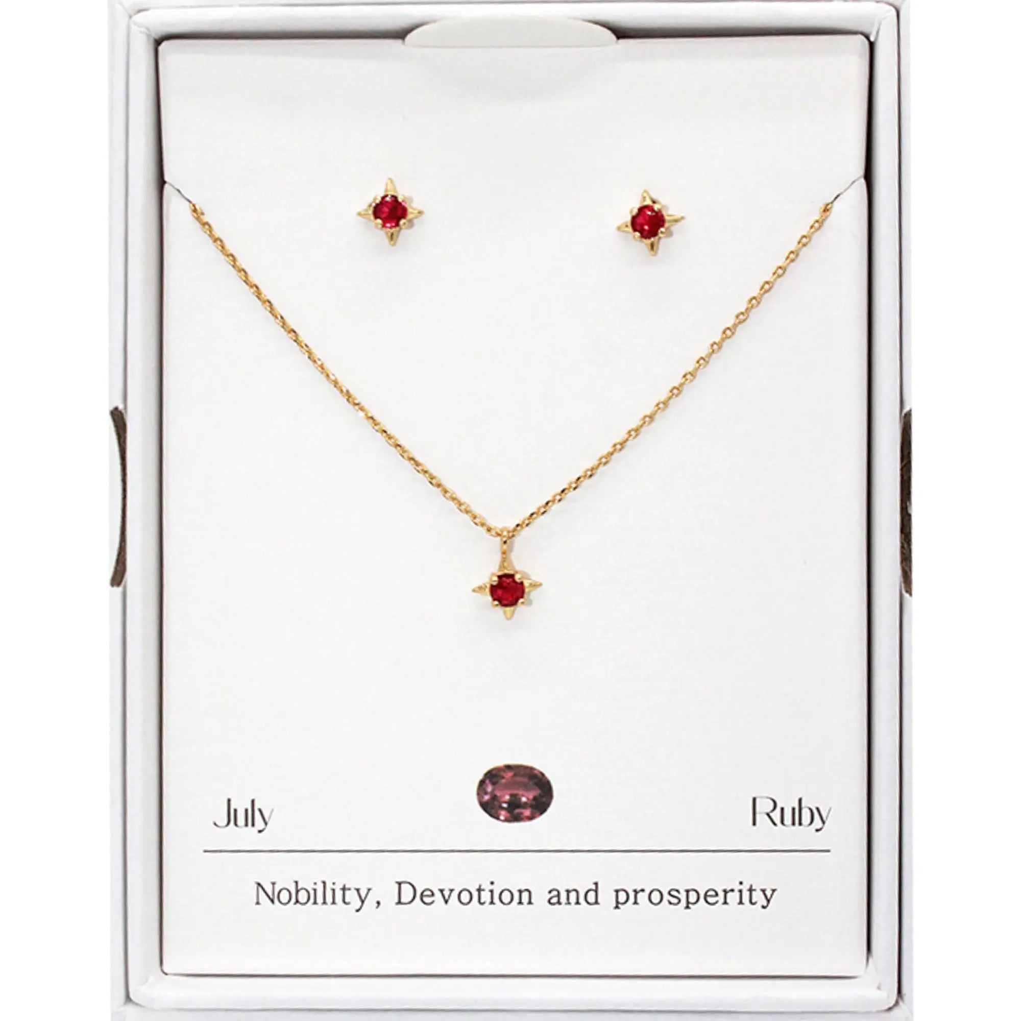 Joia Birthstone Star Necklace w/Earrings – Elegant 16” Jewelry Duo JOIA TRADING CO.