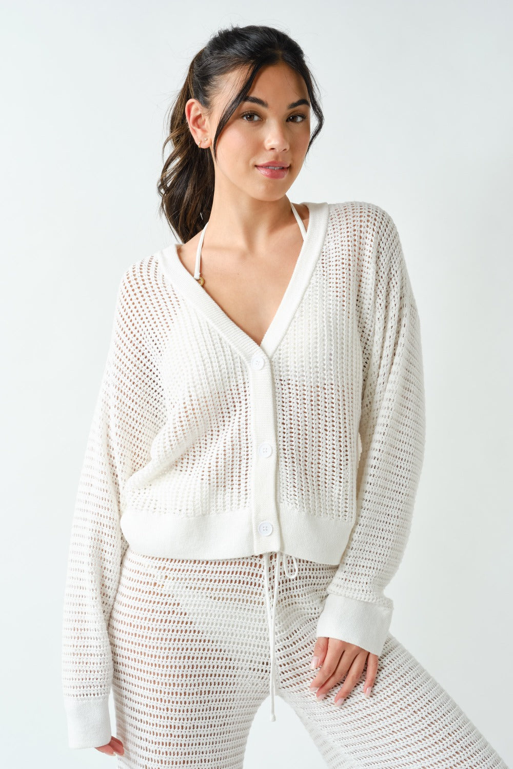 Mono B Coastal Crochet Air Knit Top – Lightweight Layers with Effortless Style MONO B