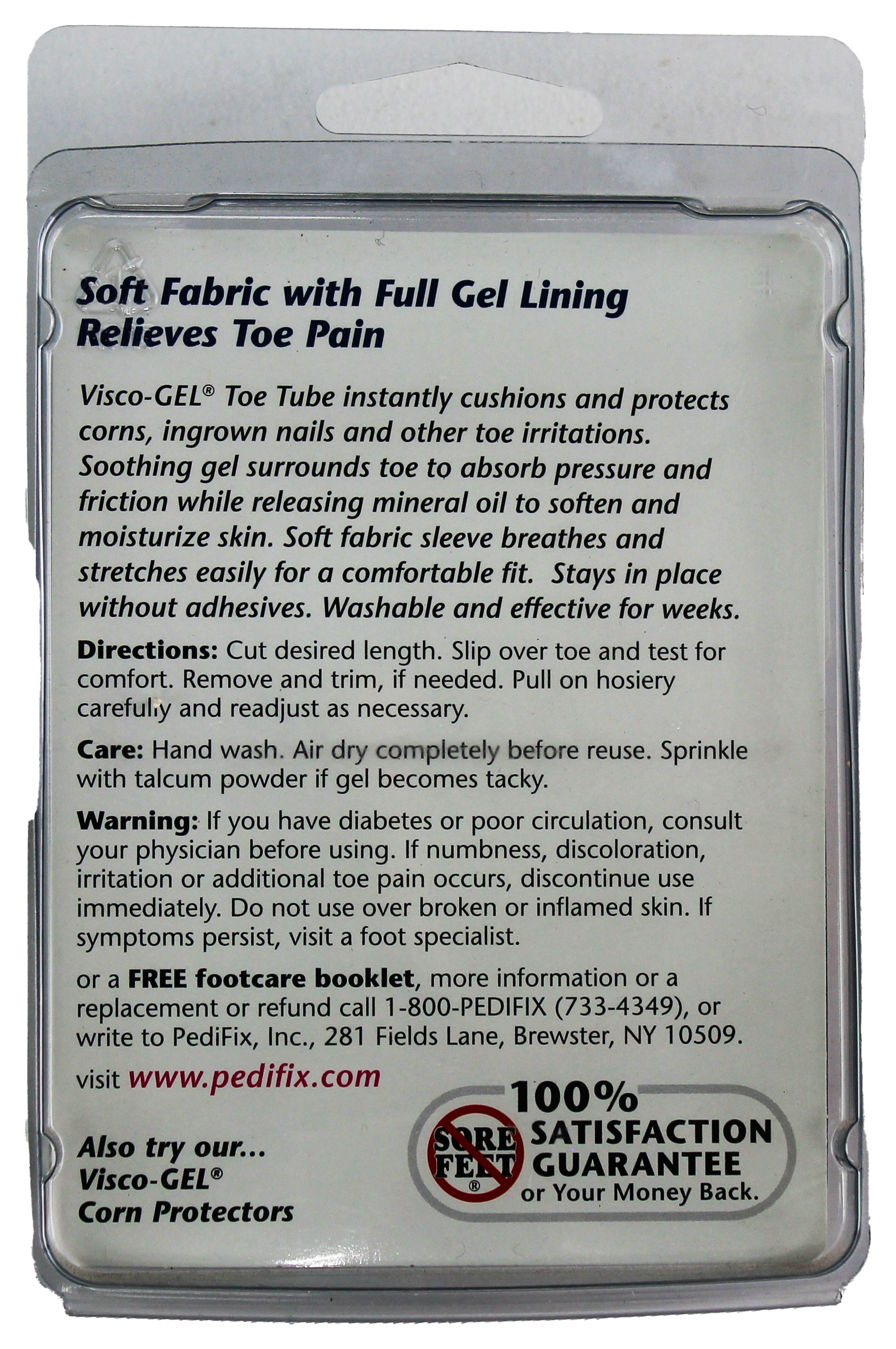 PediFix Visco-GEL Fabric-Covered Toe Tube – Soothing Protection for Toes PEDIFIX
