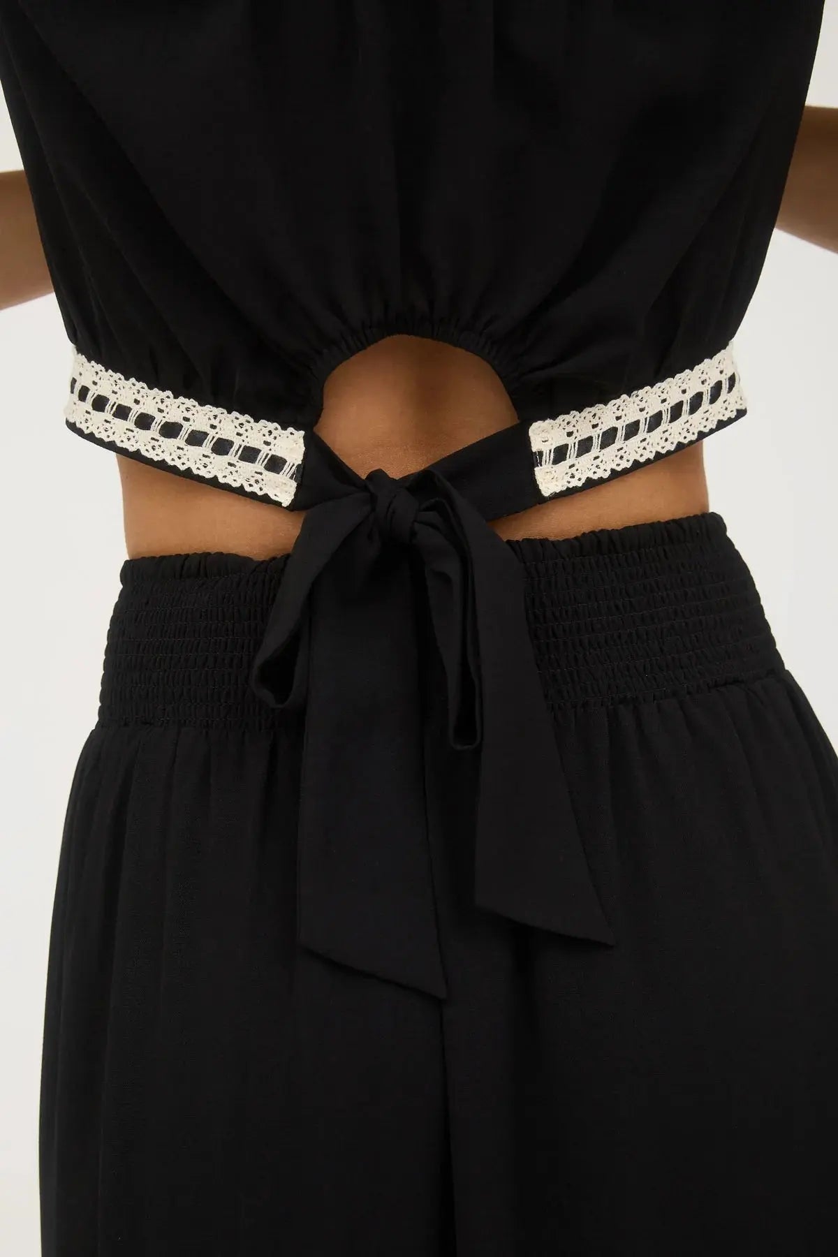 Blu Pepper Free Spirit Top – Square Neck Crop with Lace & Tie Details BLU PEPPER