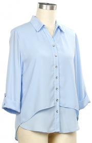 L. Hamrick Harbor Breeze Blouse – Women’s Button Front Top L HAMRICK