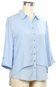 L. Hamrick Harbor Breeze Blouse – Women’s Button Front Top L HAMRICK